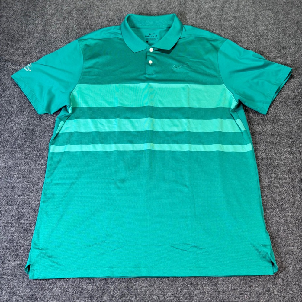 Nike Dri-FIT Polo Shirt Mens Large Green Striped Superstition Mountain Golf L